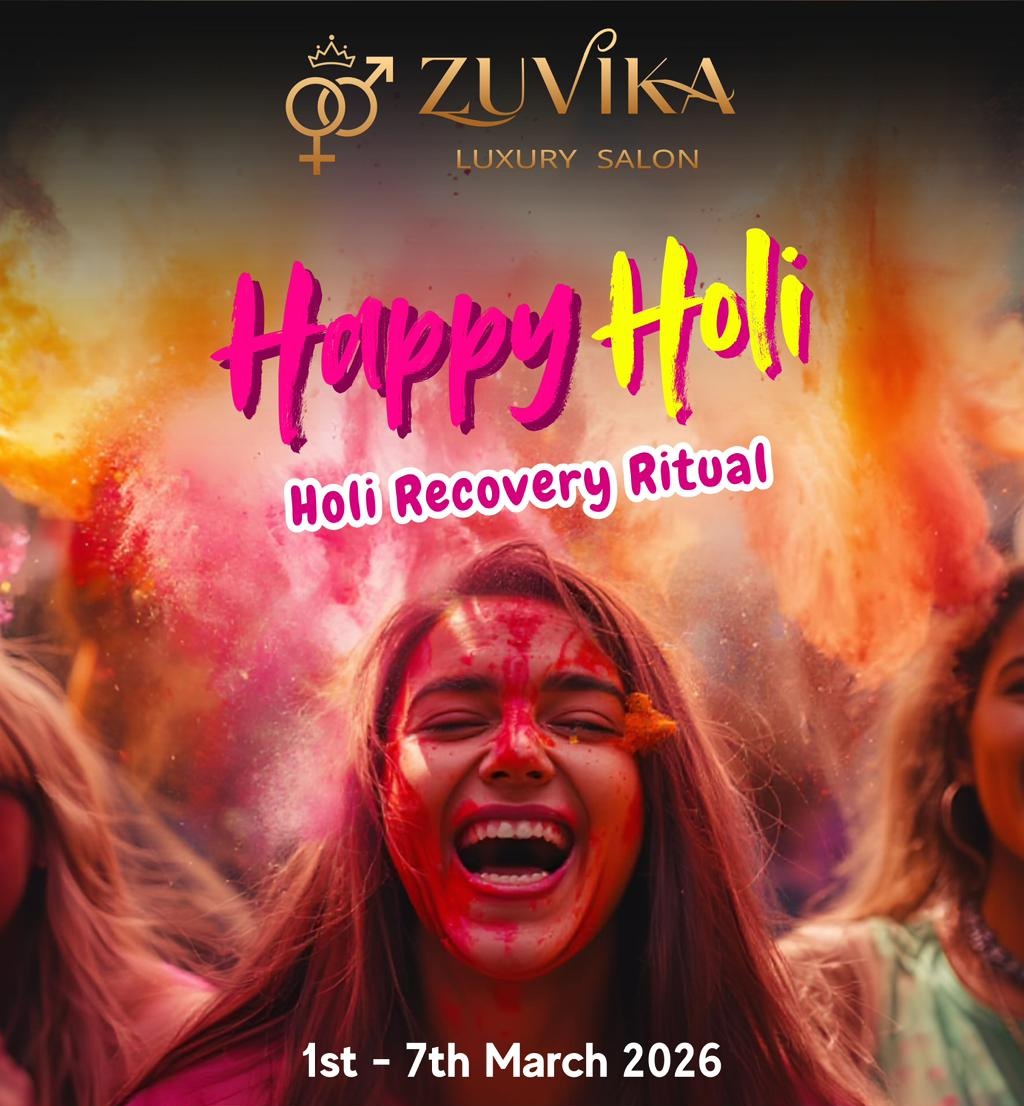 Model with chic, Holi-inspired look at Zuvika Luxury Salon